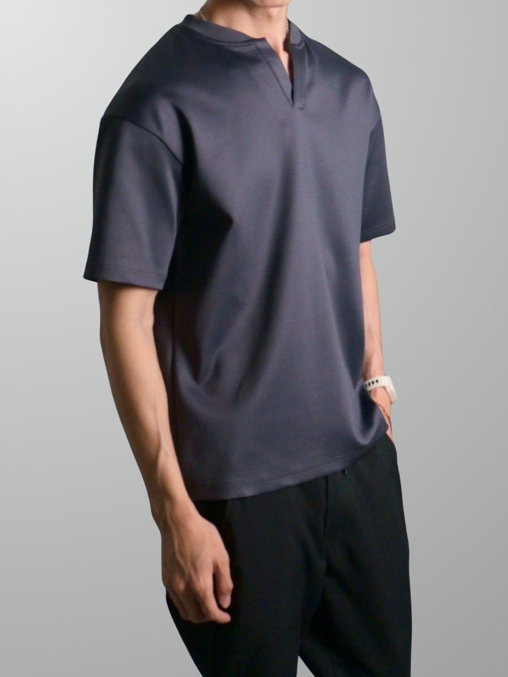 Nimbus Oversized V-Neck Shirt | Charcoal