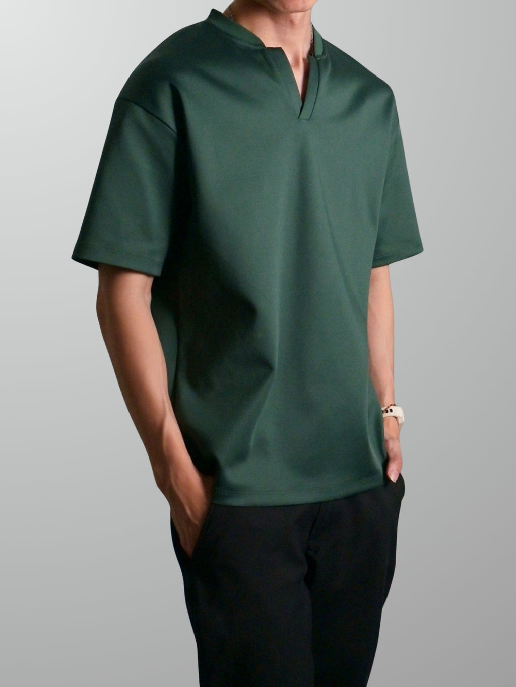 Nimbus Oversized V-Neck Shirt | Dark Green