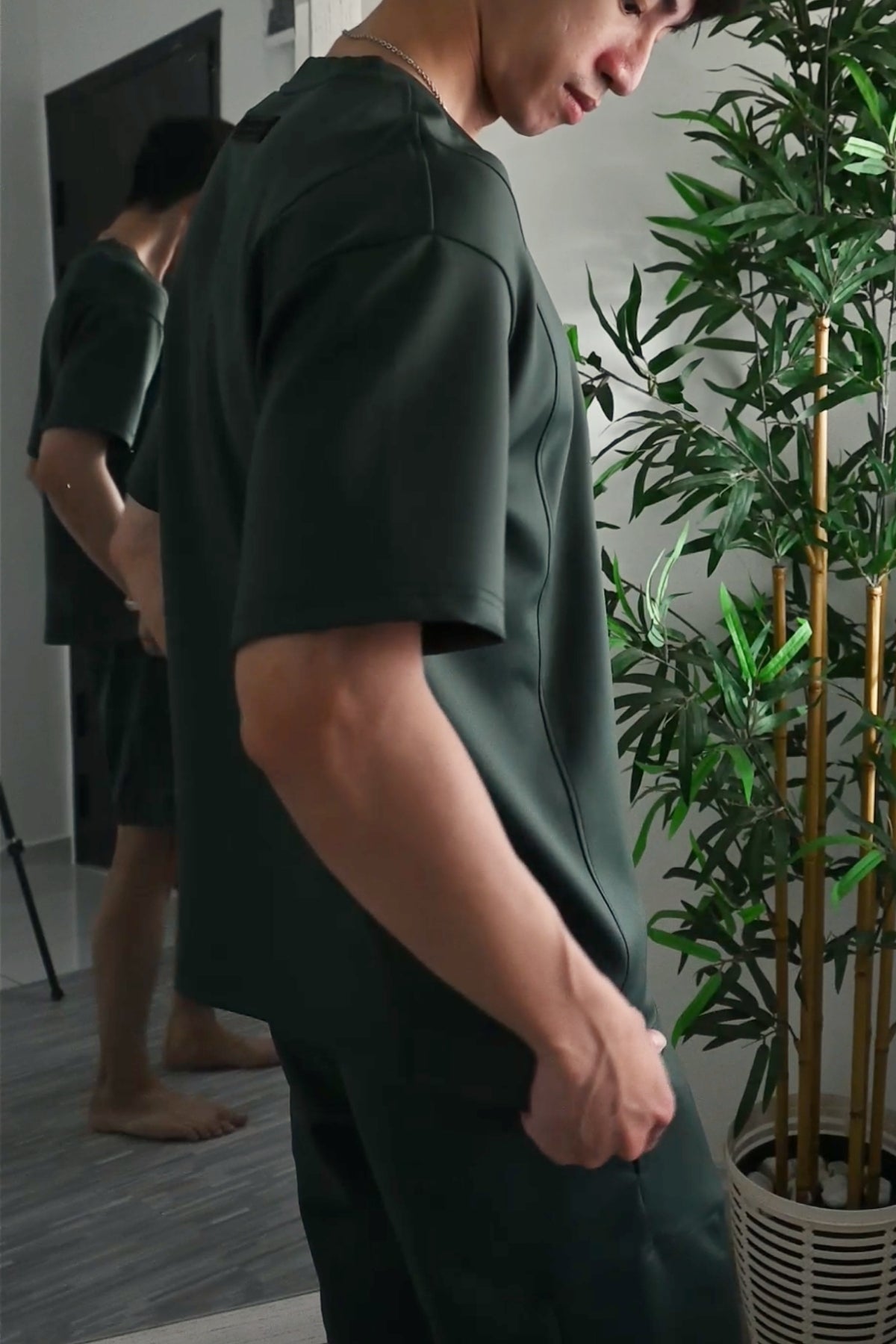 Nimbus Oversized Splice Tee | Dark Green