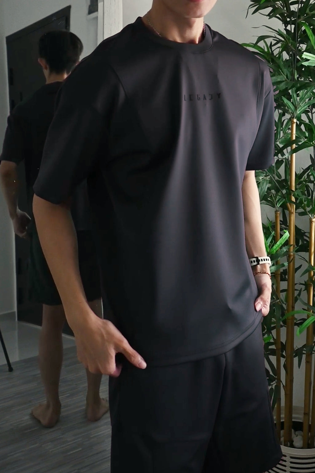 Nimbus Oversized Splice Tee | Charcoal