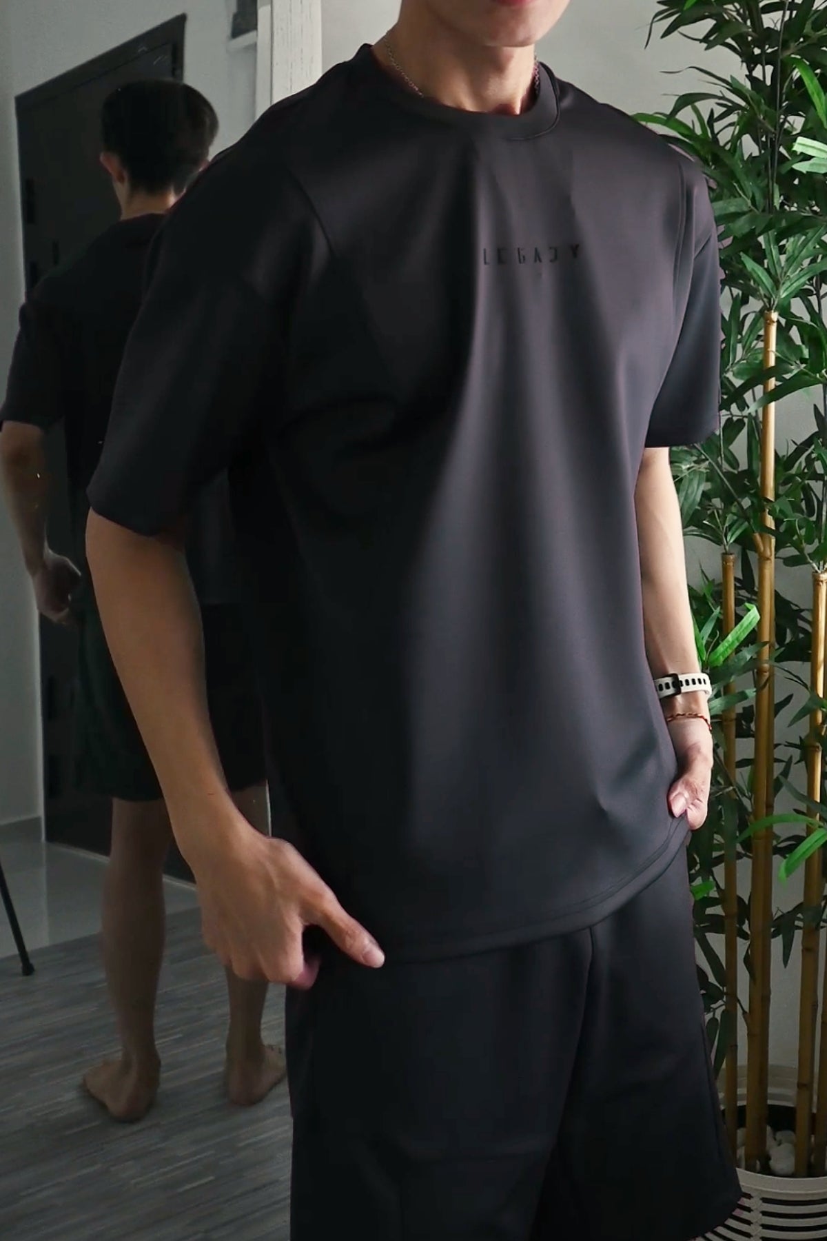 Nimbus Oversized Splice Tee | Charcoal