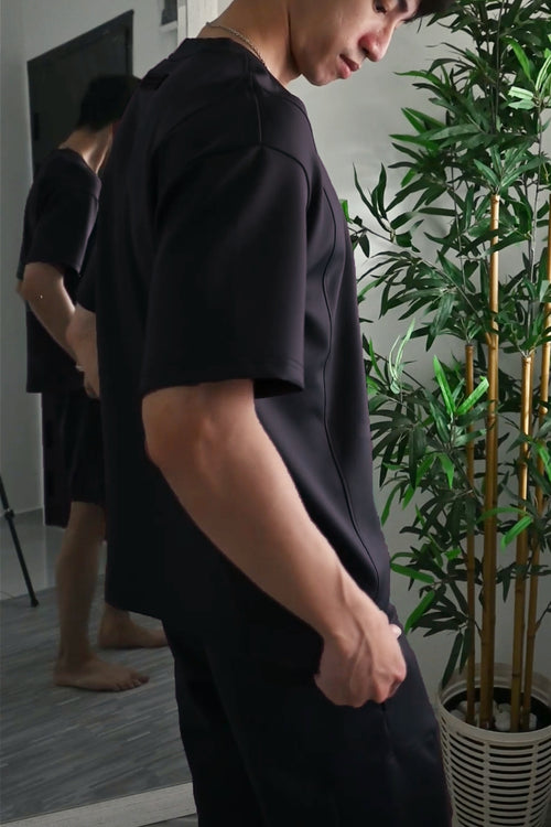 Nimbus Oversized Splice Tee | Charcoal