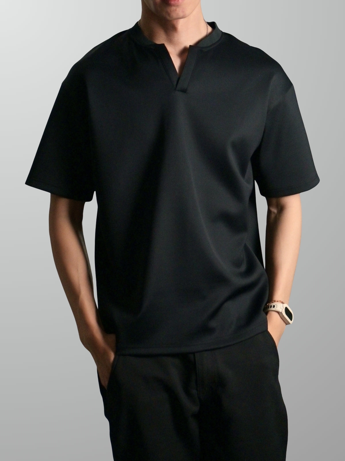 Nimbus Oversized V-Neck Shirt | Black